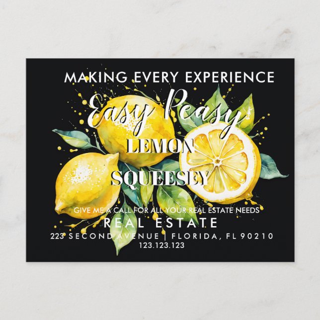 real estate LEMON referrals Announcement Postcard (Front)