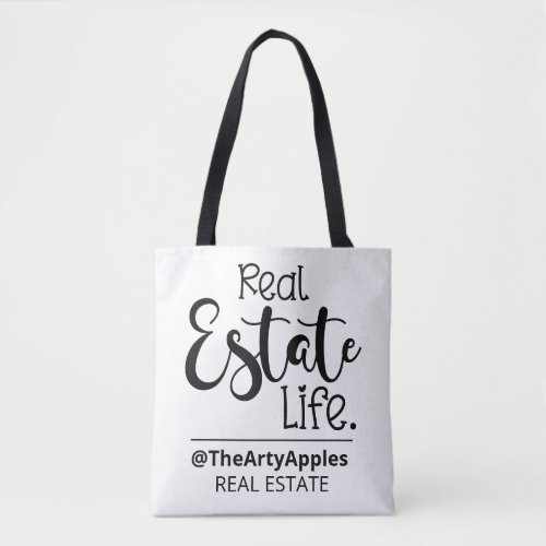 real estate life custom logo business company tote bag