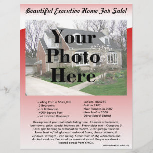 Real Estate Listing Flyer 2-Sided, Red Wave Design