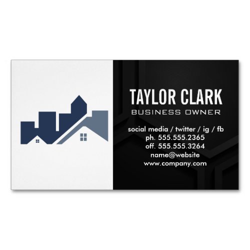 Real Estate Logo  Black Background Business Card Magnet