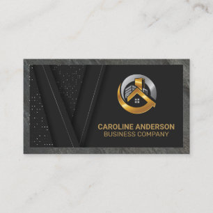 Real Estate Logo   Black Gold Background Business  Card