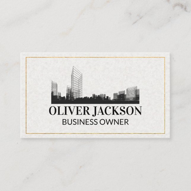 Real Estate logo | Building Schematics Business Card (Front)