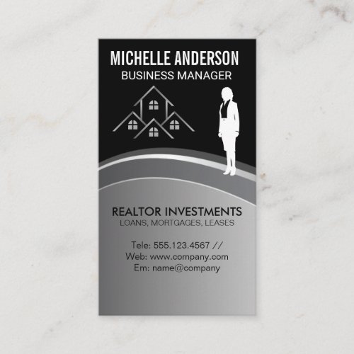 Real Estate Logo  Business Woman Business Card