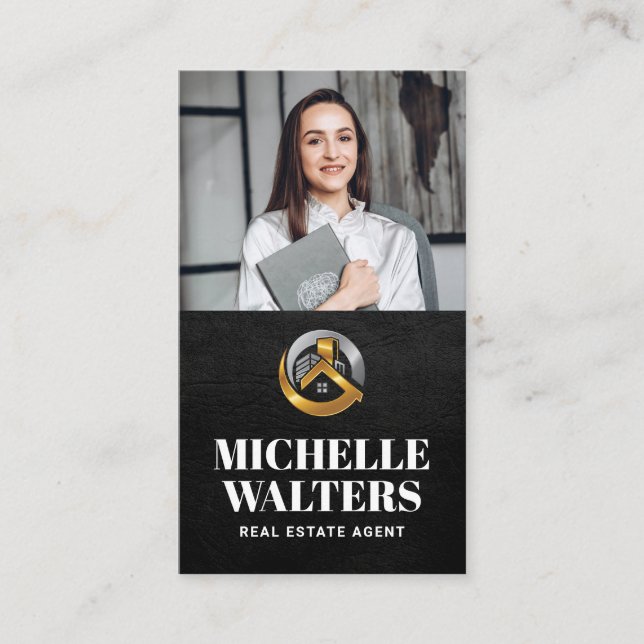Real Estate Logo | Custom Business Photo Business Card (Front)