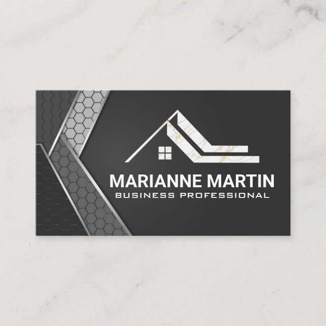 Real Estate Logo | Geometric Industrial Business Card (Front)
