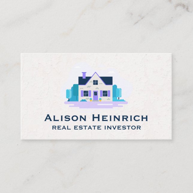 Real Estate Logo Home with Garden Business Card (Front)
