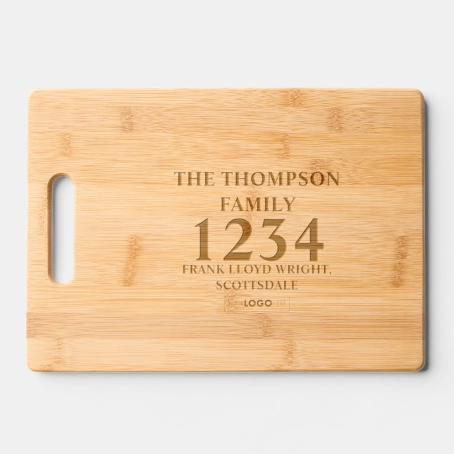 Real Estate Logo House Warming Client Gift Custom Engraved Cutting Board (Front)