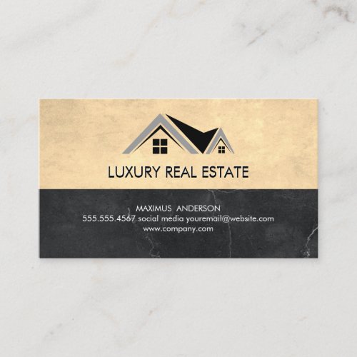 Real Estate Logo  Marble Business Card