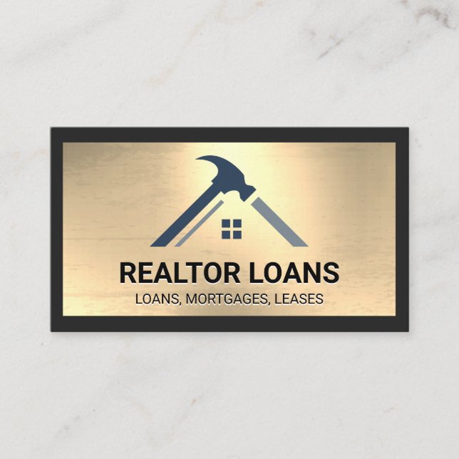 Real Estate Logo | Metallic Background Business Card (Front)