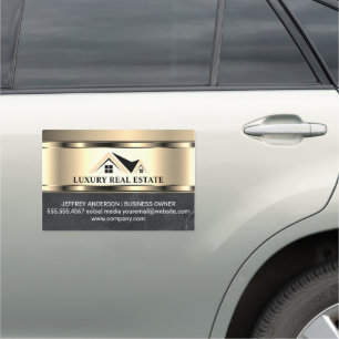 Real Estate Logo Metallic Gold Marble Car Magnet