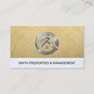 Real Estate Logo Metallic Wood Stucco Appointment Card