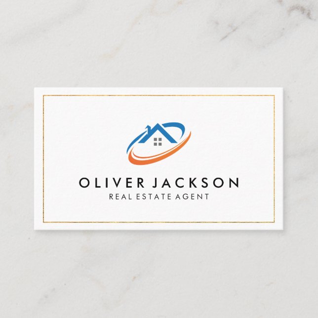 Real Estate Logo | Modern Home Illustration Business Card (Front)