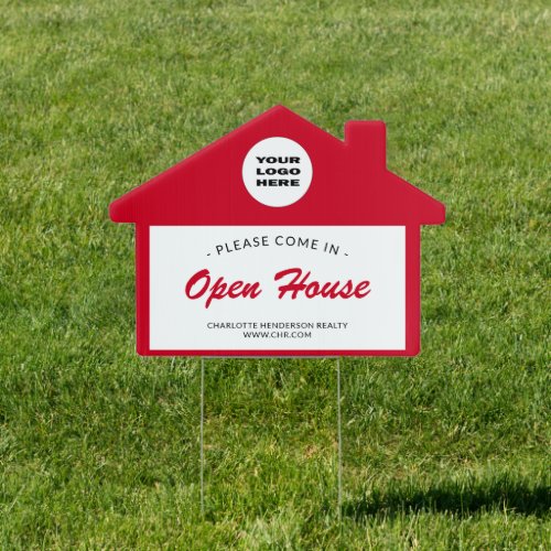 Real Estate Logo Red Open House Sign