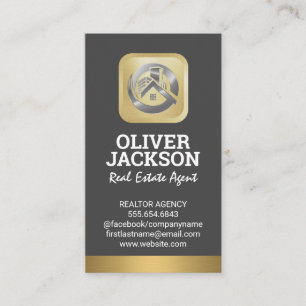 Real Estate Logo   Silver Gold Business Card