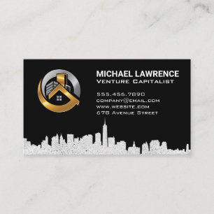 Real Estate Logo Skyline City Business Card