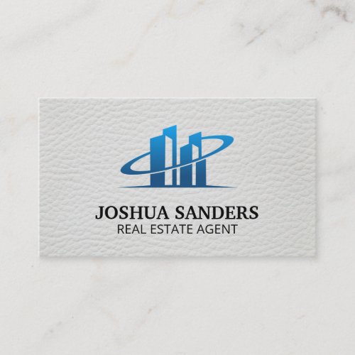 Real Estate Logo  White Leather  Business Card