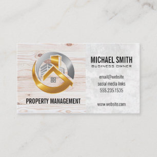 Real Estate Logo Wood Business Card