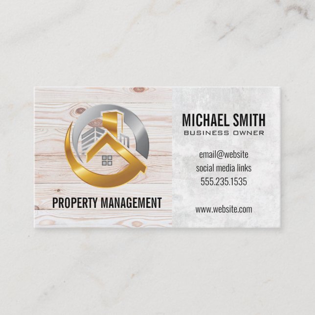 Real Estate Logo | Wood Business Card (Front)