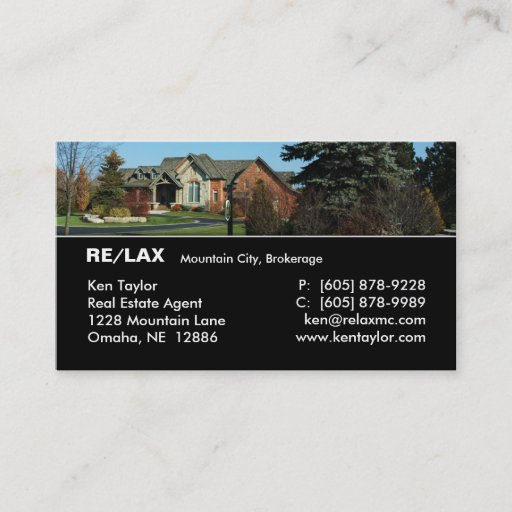 Customizable Real Estate Luxury Home Business Card Black