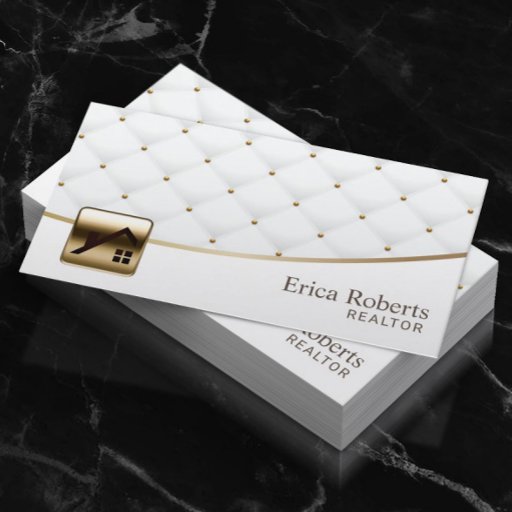 Customizable Real Estate Luxury Quilted Professional Agent Business Card