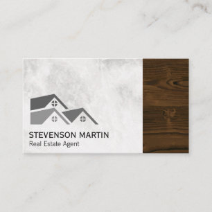Real Estate Marble Wood Grain Trim Business Card
