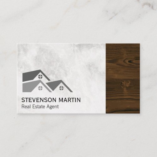 Real Estate  Marble  Wood Grain Trim Business Card