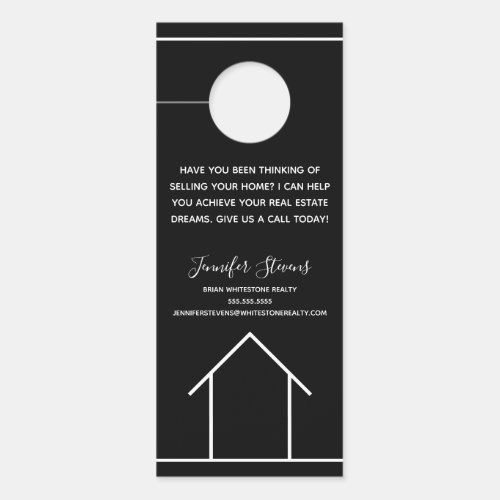 Real Estate Marketing Black White Custom Realtor Door Hanger