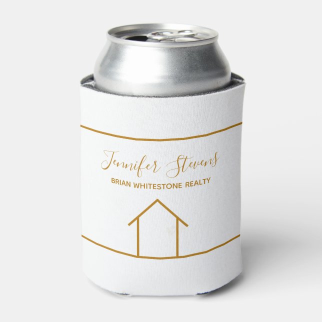 Real Estate Marketing Chic Gold Custom Realtor Can Cooler (Can Front)