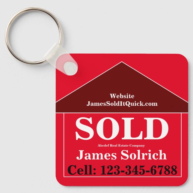 Real Estate MARKETING GIFT Name Script Modern Cool Keychain (Front)
