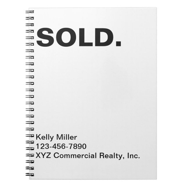 Real Estate Marketing SOLD Customized Budget  Notebook (Front)