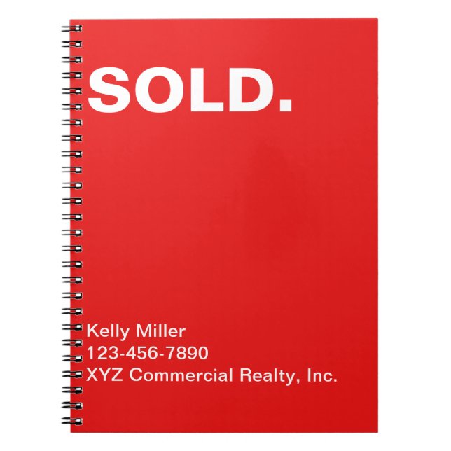 Real Estate Marketing SOLD Personalized Budget  Notebook (Front)