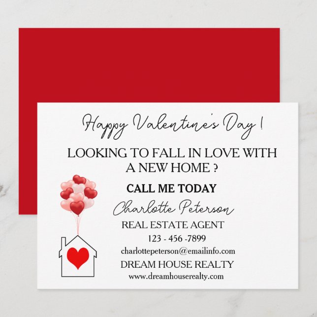 Real Estate Marketing Valentine's Day  Holiday Card (Front/Back)