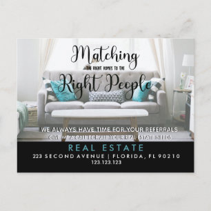 real estate matching the right homes announcement  postcard