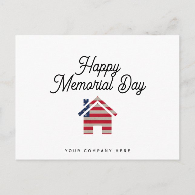 Real Estate Memorial Day Flag House Postcard (Front)