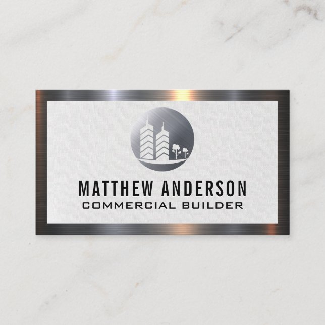 Real Estate Metal Logo |  Metal Trim Business Card (Front)