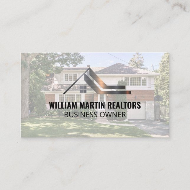 Real Estate Metal Logo | Neighborhood Home Business Card (Front)