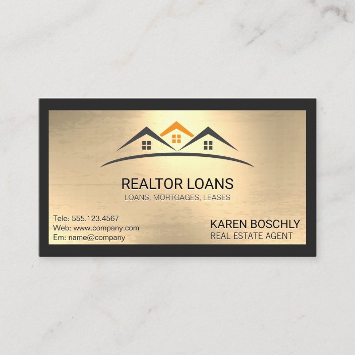 Real Estate | Metallic Background with Border Business Card | Zazzle.com
