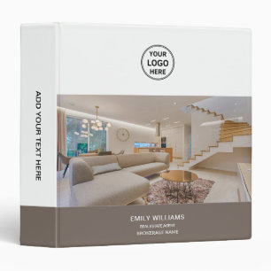 Real Estate Minimal Logo Photo QR Code 3 Ring Binder