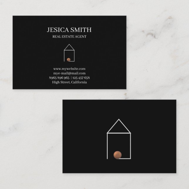 Real Estate Minimalist Black Business Card (Front/Back)