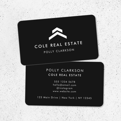 Real Estate  Modern Black Listing Agent Realtor Business Card