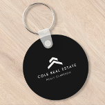 Real Estate | Modern Black Listing Agent Realtor Keychain<br><div class="desc">A simple custom black real estate agency business template in a modern minimalist style which can be easily updated with your realtor contact details!</div>
