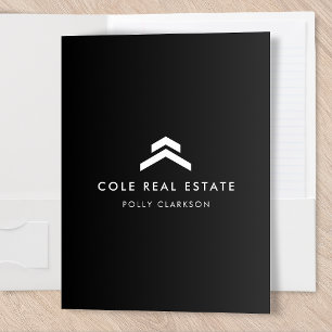 Real Estate   Modern Black Listing Agent Realtor Pocket Folder