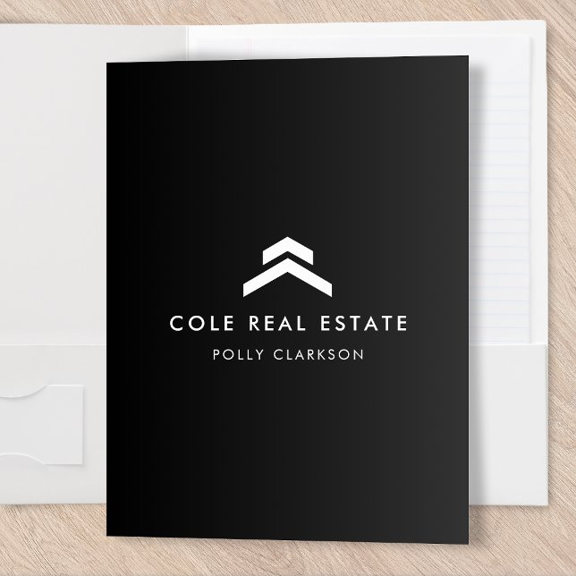 Real Estate | Modern Black Listing Agent Realtor Pocket Folder (Creator Uploaded)