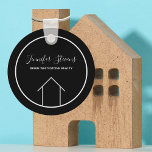 Real Estate Modern Black White Custom House Keychain<br><div class="desc">This modern realtor keychain is custom made with your realty company name under the the agent name in chic typography. This minimalist black and white key chain feature a simple line drawing of a house. Contemporary gift for an agent working to help you buy a home.</div>