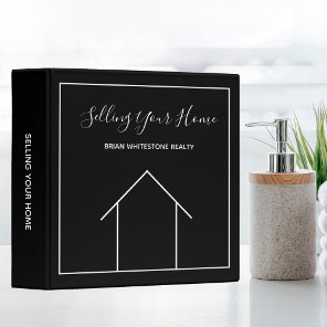 Real Estate Modern Black White Minimalist Realtor 3 Ring Binder