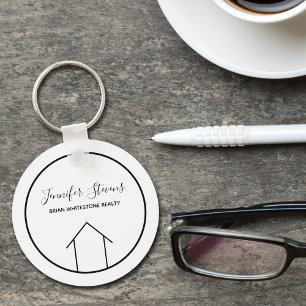 Real Estate Modern Chic Custom Realtor House Keychain