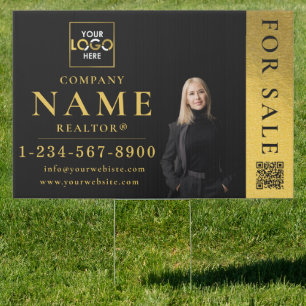 Real Estate Modern For Sale Sold Black Gold Sign