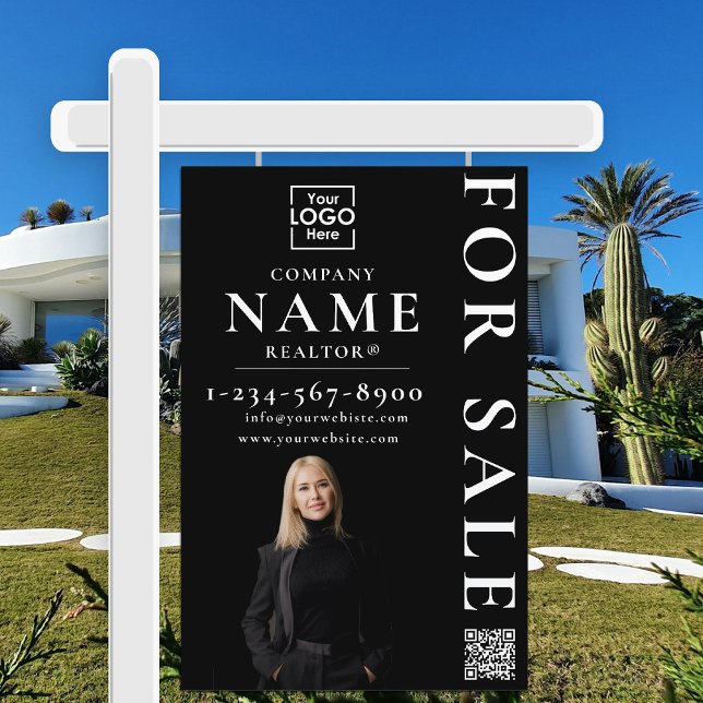 Real Estate Modern For Sale Sold Black White Sign (Real Estate Modern For Sale Sold Sign)