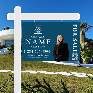 Real Estate Modern For Sale Sold Blue Sign