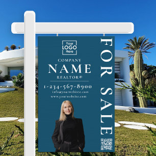 Real Estate Modern For Sale Sold Blue Sign